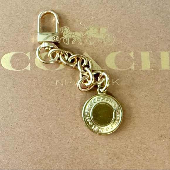 Coach Est. 1941 Gold Coin Disc Keychain Fob Bag Charm - Picture 2 of 5